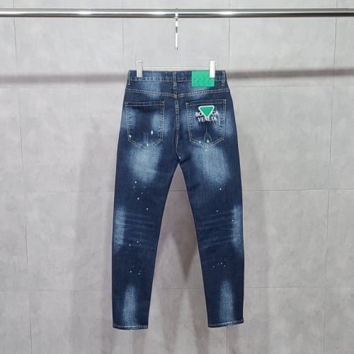 보테가베네타 그린 레더 패치 페인팅 워싱 청바지