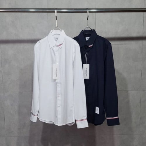 톰브라운 카라 라인 소매 삼선 셔츠