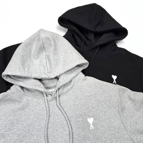 아미 화이트 로고 후드티