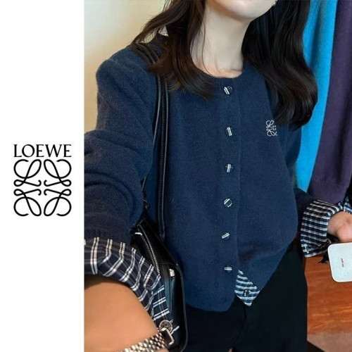 로에베 여성 자수 체크 레이어드 가디건