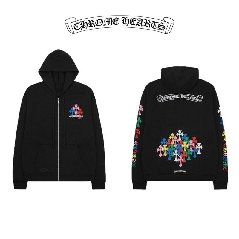 크롬하츠 멀티 컬러 크로스 후드집업