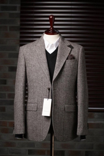 구찌 해링본 세페레이드 자켓 브라운