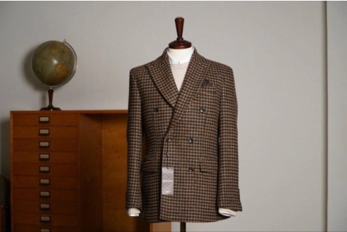 구찌 프리미엄 하운드투스 울 더블 자켓 브라운