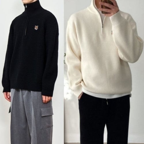 💕 메* 키츠네 캐시하찌 반집업 니트