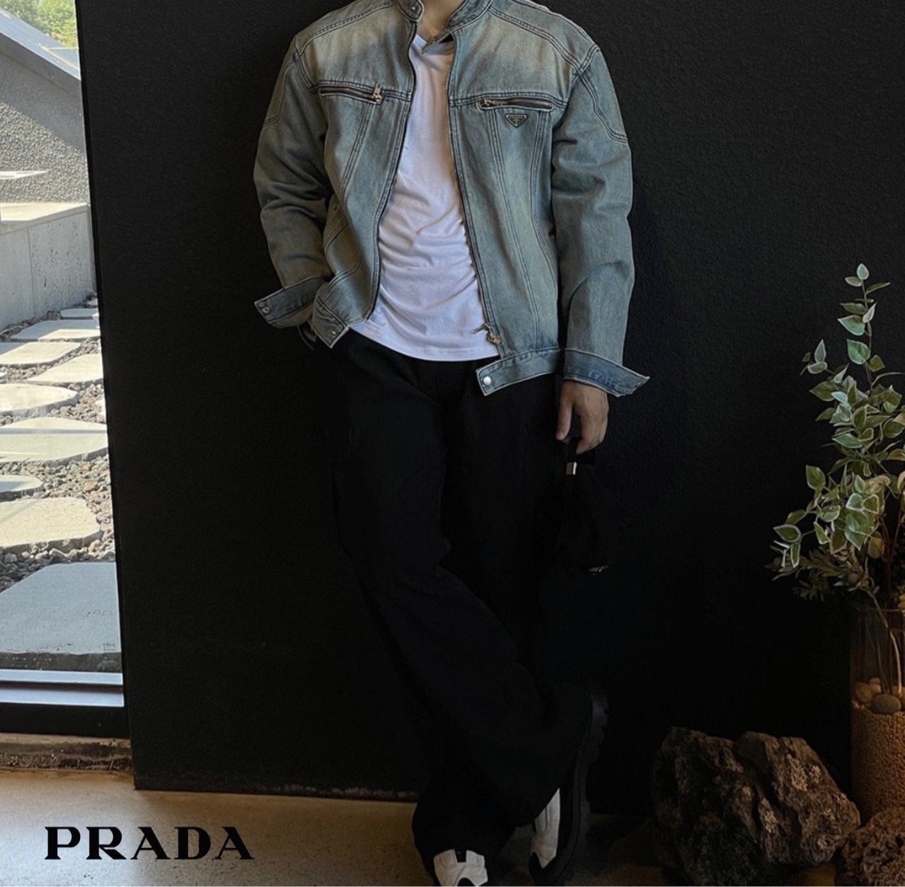 💕 프** 데르 절개 차이나넥 데님 자켓