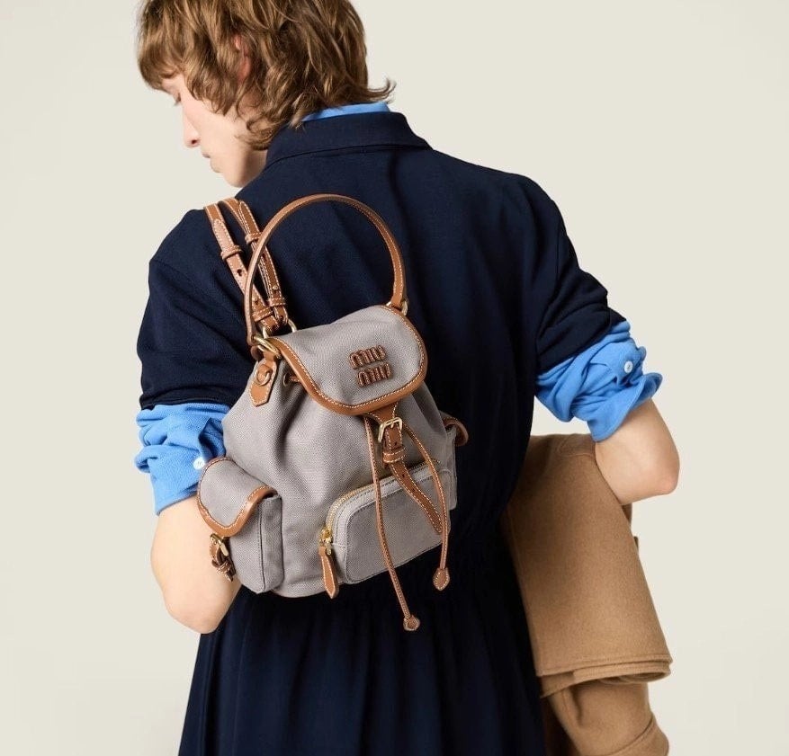 💕 미*** 레더 트리밍 캔버스 백팩