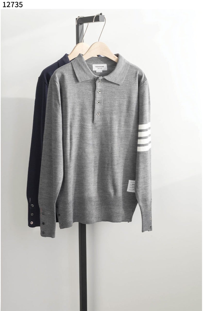 #톰브라운 [Thom Browne] 남성 파인 메리노 4-바 폴로 니트 셔츠 신상입고💢 #상의 #니트 #12735
