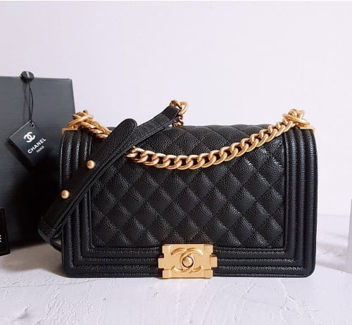 💕 샤* 고급 리뉴얼 캐비어 보이백 금장