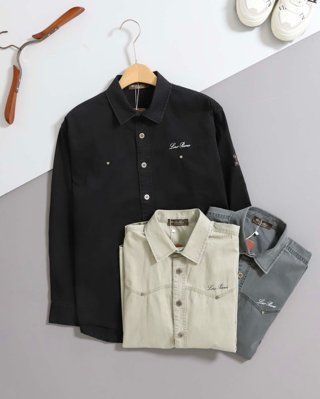 #시피컴퍼니 [ C.P ]  로고 자수 웨스턴 셔츠 입고💢 #남성상의 #셔츠