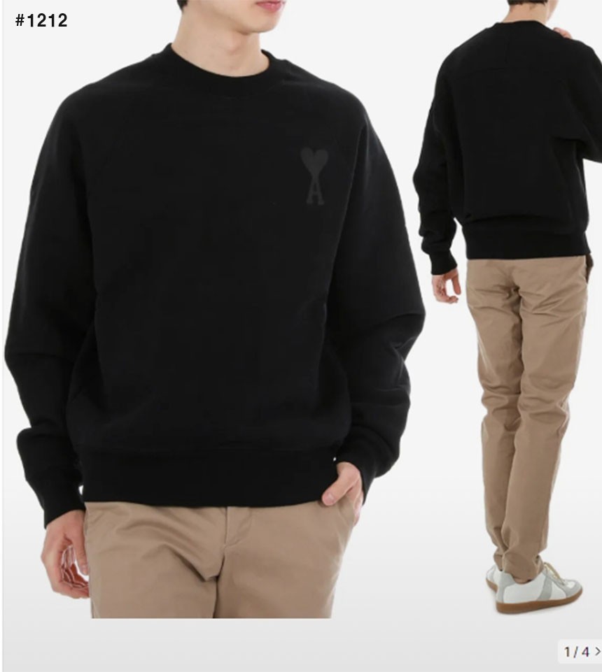 🍀 [AMI] 아미 블랙 패치 리미티드 기모 맨투맨 🍀