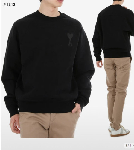 🍀 [AMI] 아미 블랙 패치 리미티드 기모 맨투맨 🍀