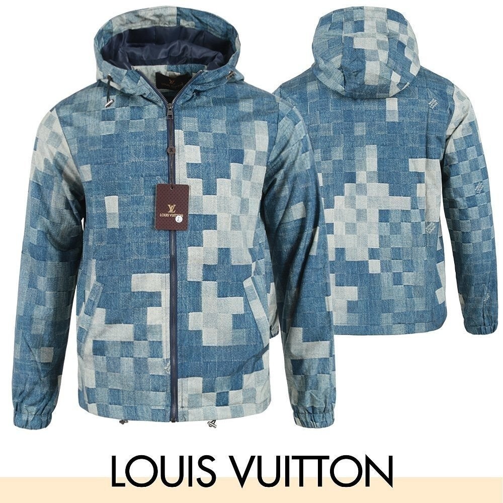 💕 루* 블루 체커보드 윈드 자켓