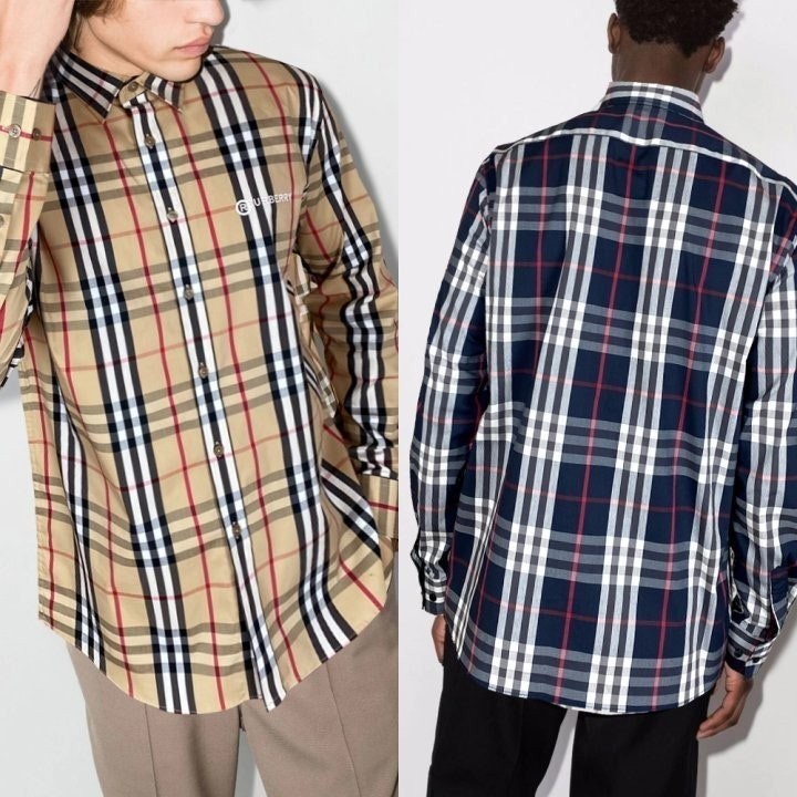 💕 버** 로고 프린트 체크 셔츠