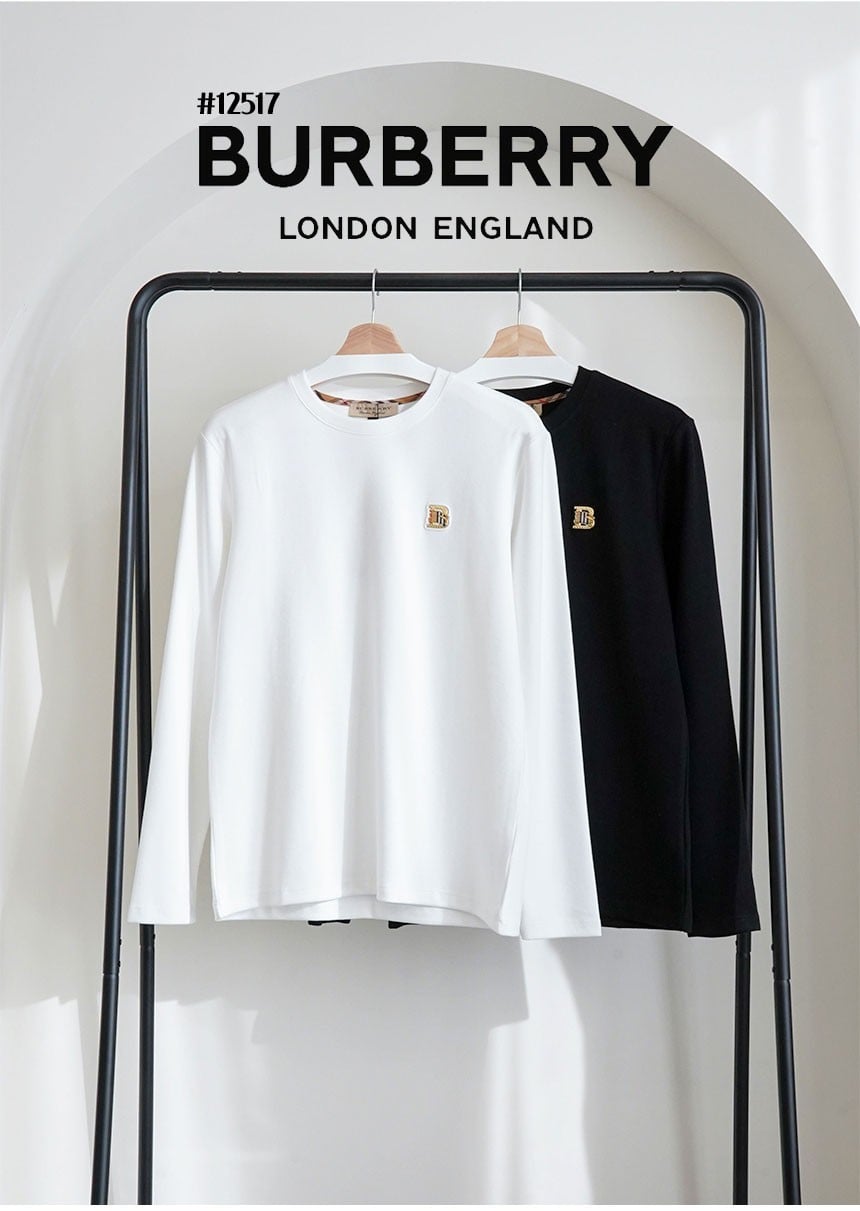 🔆 [BURBERRY] 버버리 수입고퀄 체크 골드 B로고 긴팔 티셔츠 🔆
