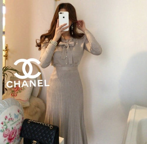 샤 SK 플리츠 니트 투피스 세트 1016