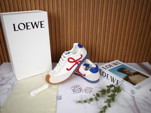 #슈즈 [로에베 발레러너 나일론 앤 카프스킨 화이트 레드 ] (nav 569873)