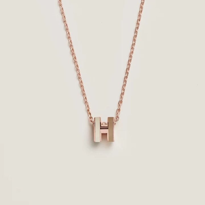 #쥬얼악세사리 HE.RMES pop h mini 목걸이 귀걸이 투톤 셋트