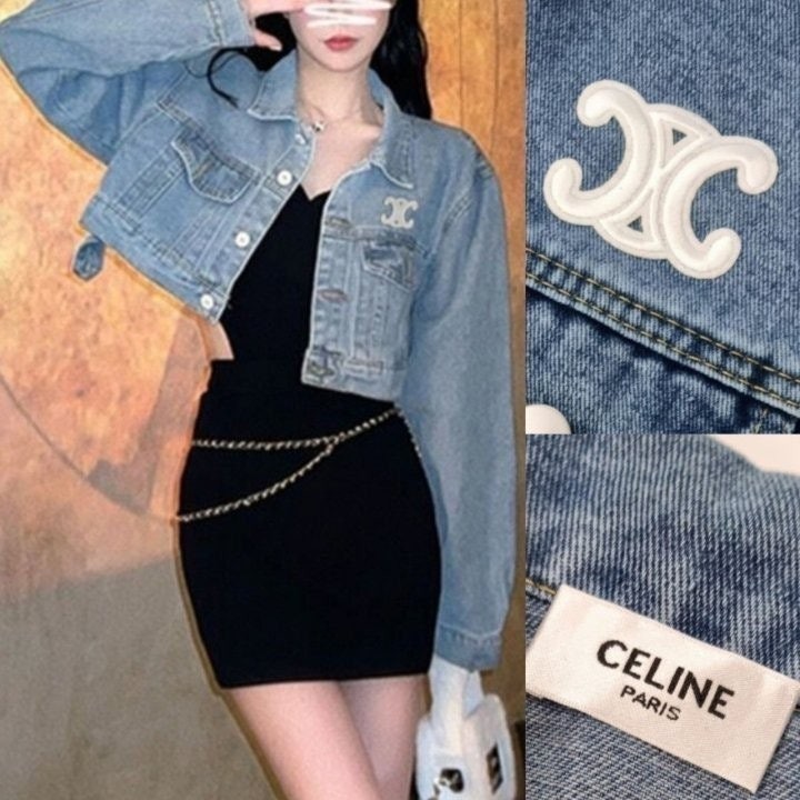 💕 셀** 로고패치 크롭 데님자켓