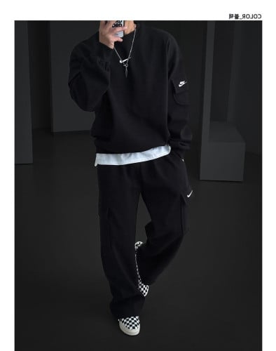 나포켓 맨투맨 카고 레이 스트링 팬츠 세트 35