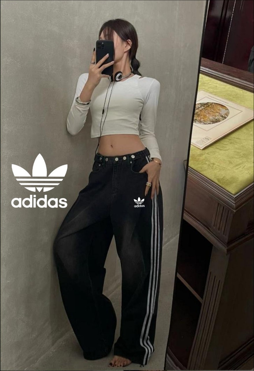 불꽃 자수로고 로카 트랙 라인 데님 팬츠 1515