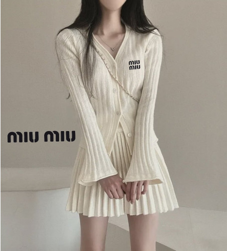 미미 자수로고 주름 스커트 세트 1008