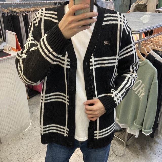 버 찡 사각체크가디건 171