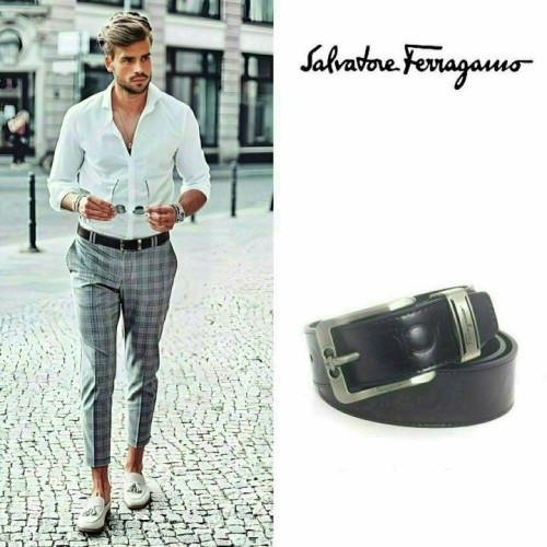 (090) 26s 페♡가모 로고장식 스틸핀 벨트