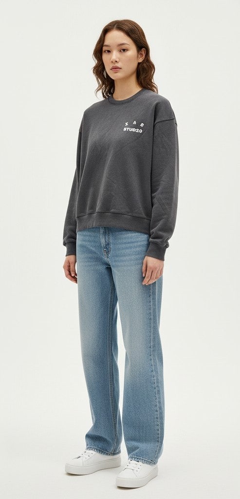 데미지 로고 맨투맨 IA-156