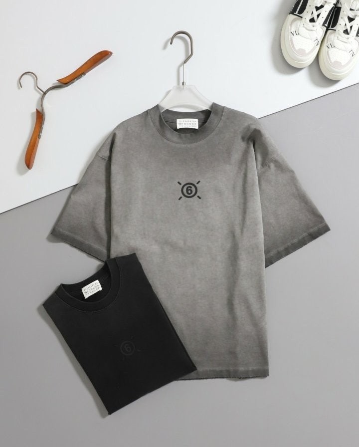 넘버 로고 포인트 워싱 라운드 반팔 티셔츠 MM-456