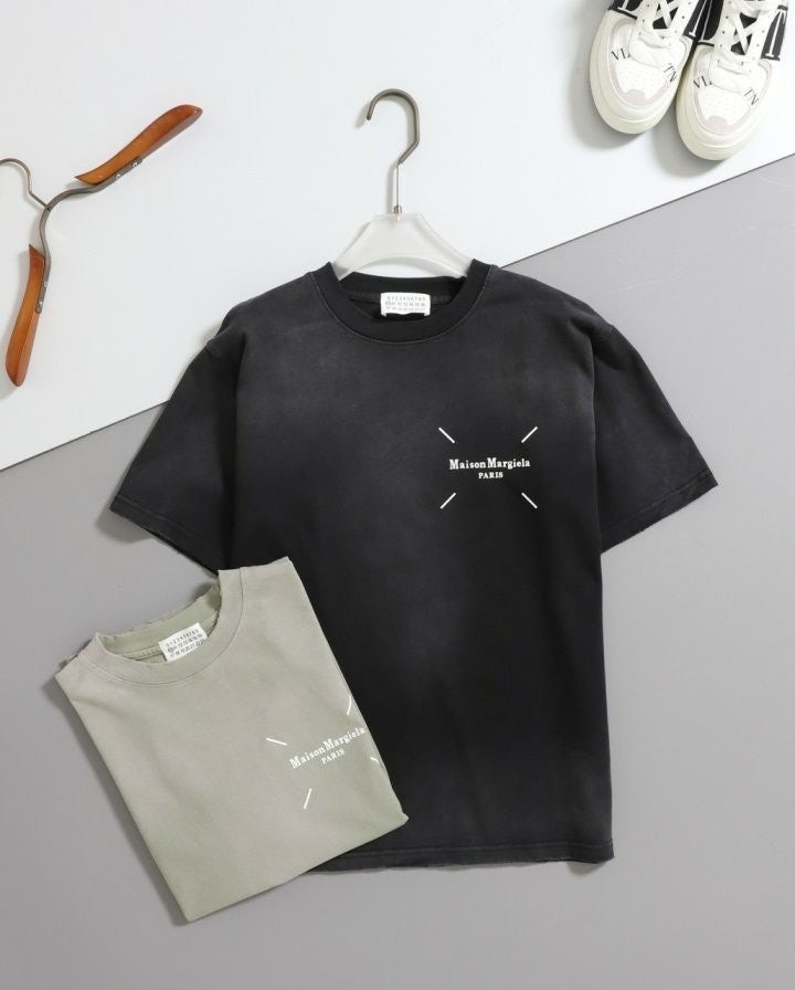 테이프 프린팅 라운드 반팔 티셔츠 MM-455