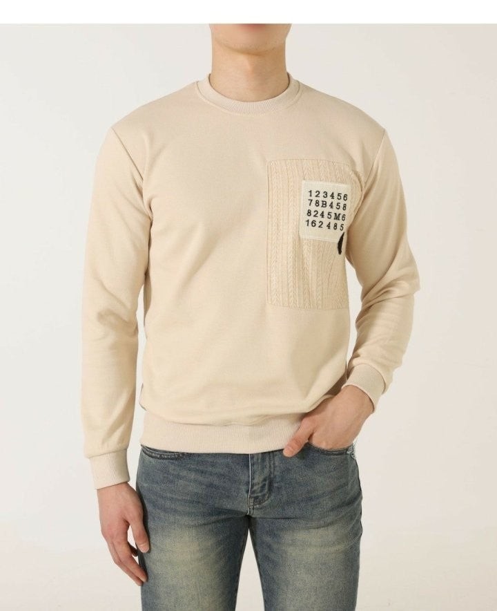 스티치 포켓 넘버 로고 맨투맨 MM-425