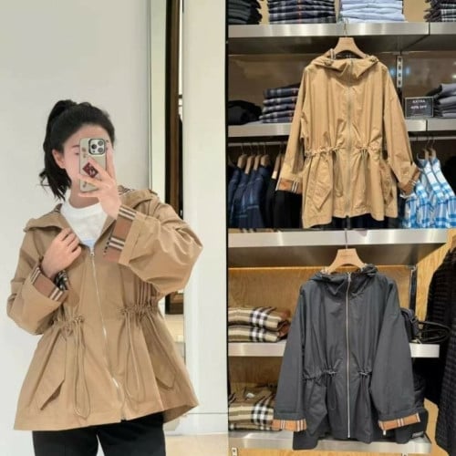 여성 이너체크 드로스트링 코튼 후드 자켓 BB-3645