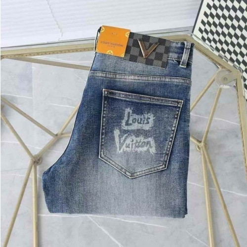 레터링 프린팅 스판 데님 팬츠 LOU-2286