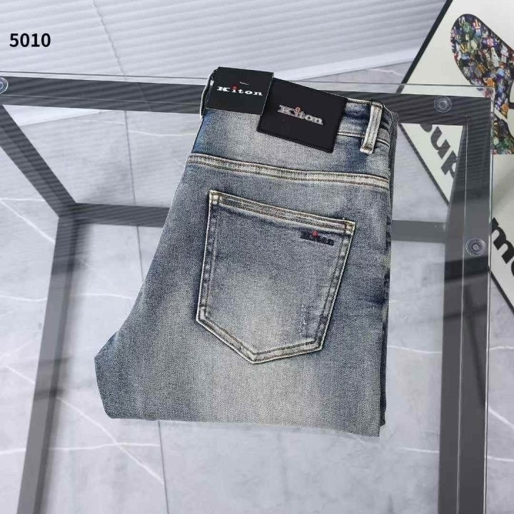 블랙패치 스판 데님 팬츠 NO-002756