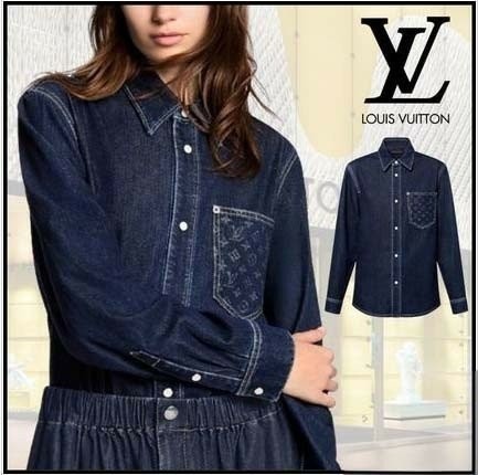 여성 모노그램 포켓 데님셔츠 LOU-2451