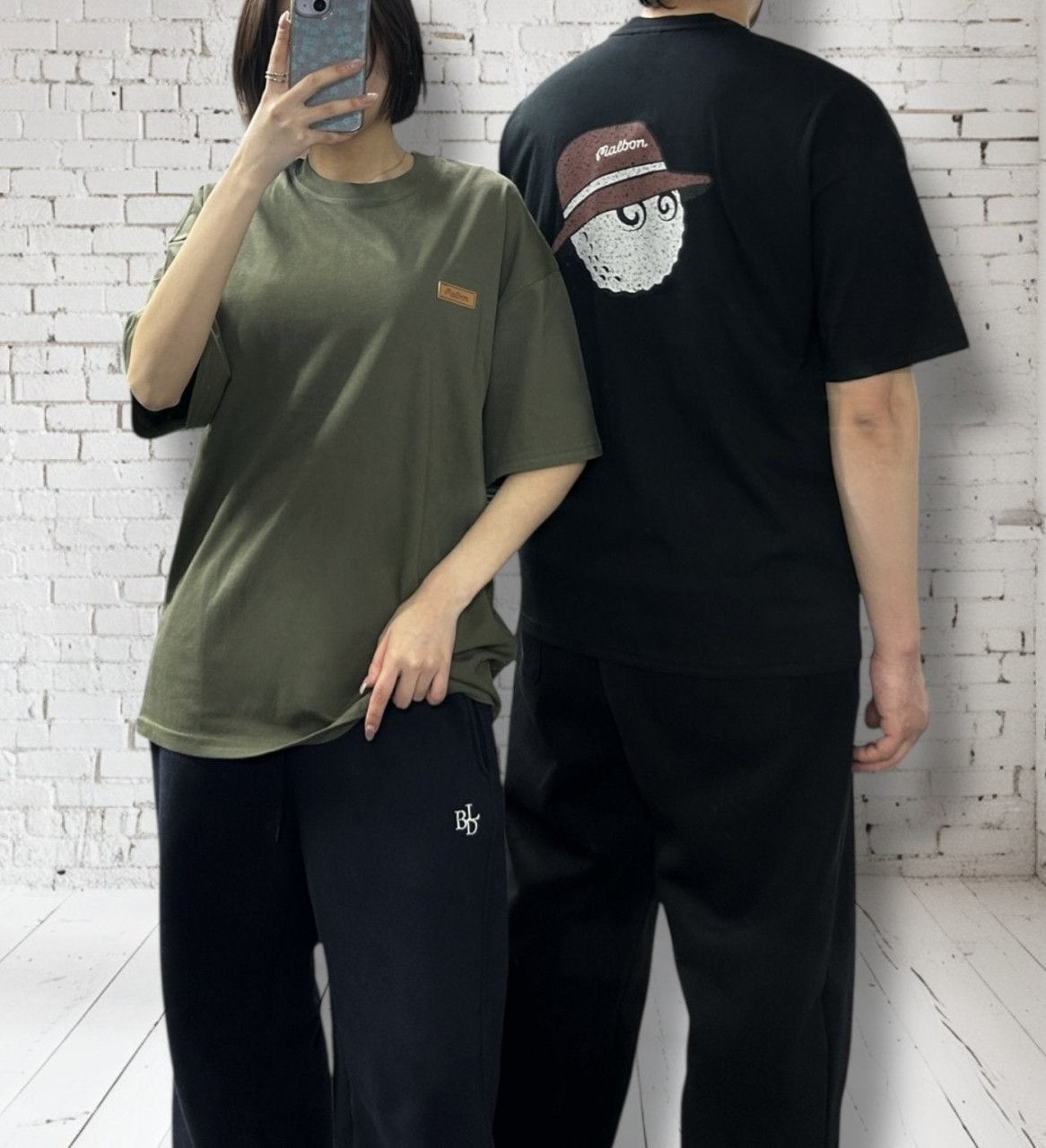 가죽패치 면 반팔티 (P-9738)