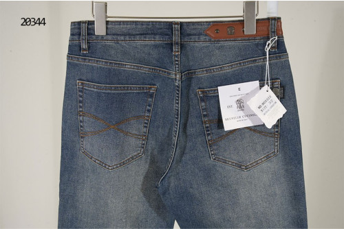 🔆 [BRUNELLO CUCINELLI] 브루넬로 쿠치넬리 브라운 레더탭 데님 팬츠 🔆