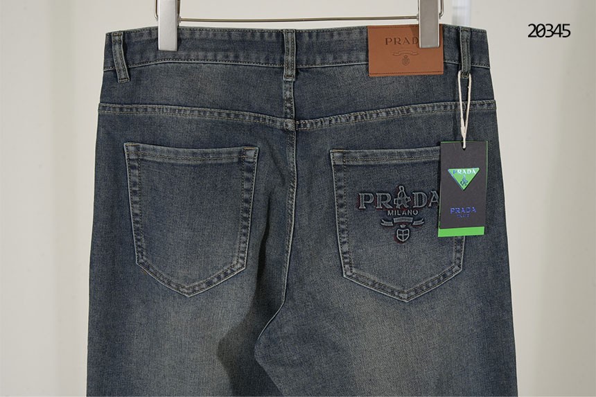 🔆 [PRADA] 프라다 브라운 레더패치 3D 로고 포켓 데님 팬츠 🔆