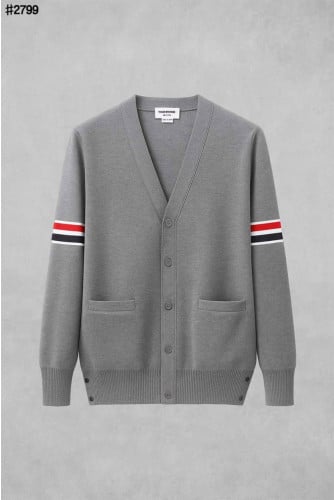 🍀 [THOM BROWNE] 톰브라운 RWB 암밴드 파인 메리노 울 브이넥 가디건🍀