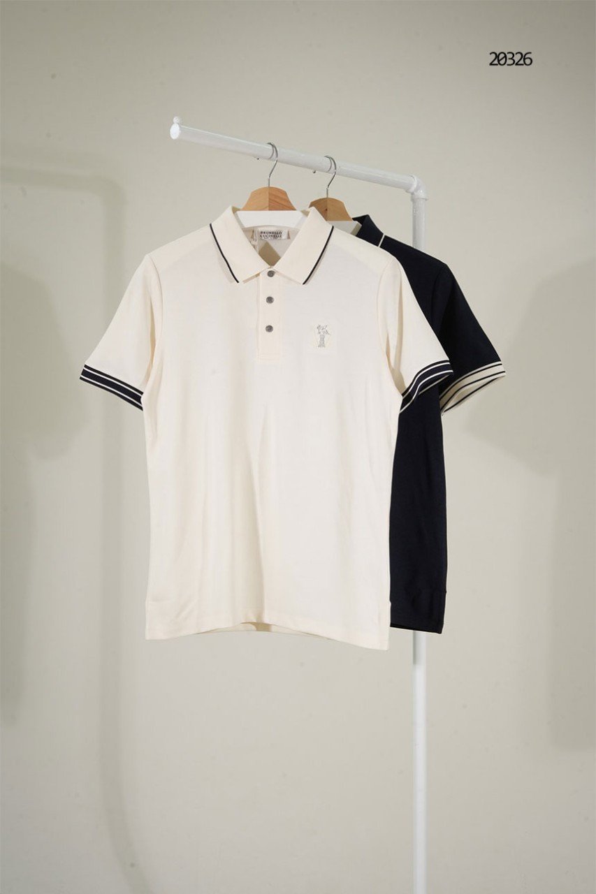 🔆 [BRUNELLO CUCINELLI] 브루넬로 쿠치넬리 로고 자수 카라 반팔 티셔츠 🔆