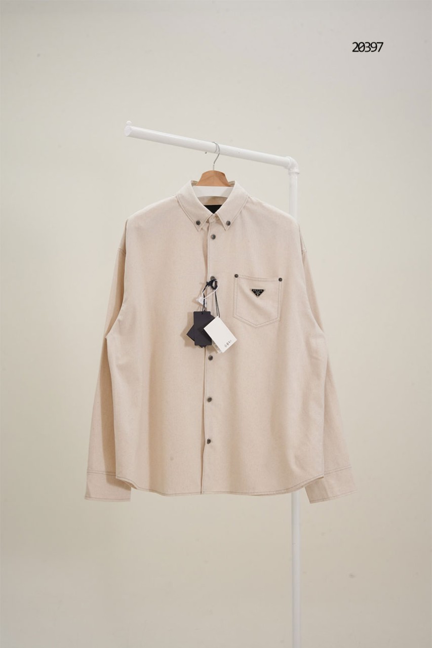 🔆 [PRADA] 프라다 남성 코튼 린넨 샴브레이 셔츠 🔆