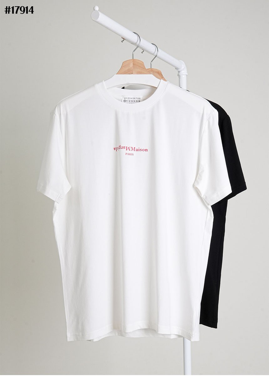 🔆 [Maison Margiela] 메종마르지엘라 레드 레터링 로고 코튼 반팔 티셔츠 🔆