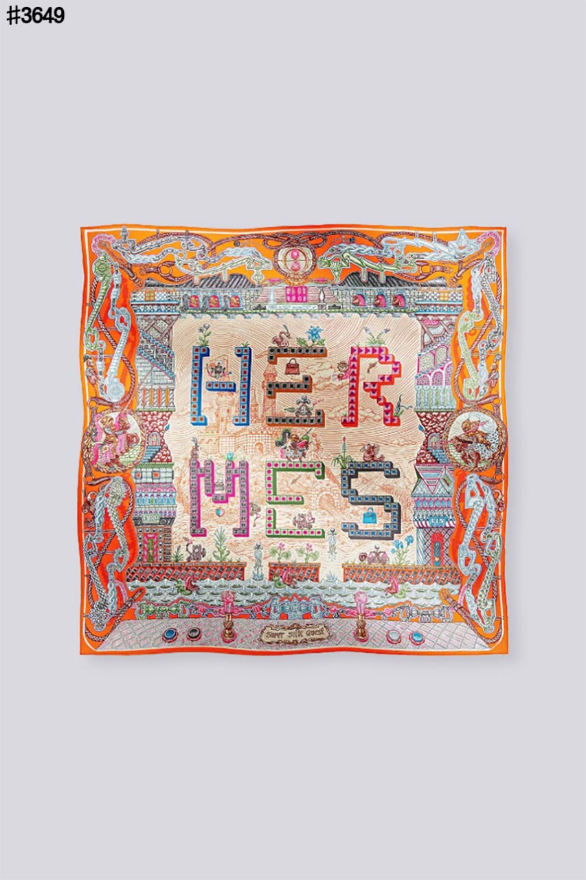 🍀 [HERMES] 에르메스 Super Silk Quest 90 까레 스퀘어 스카프 🍀