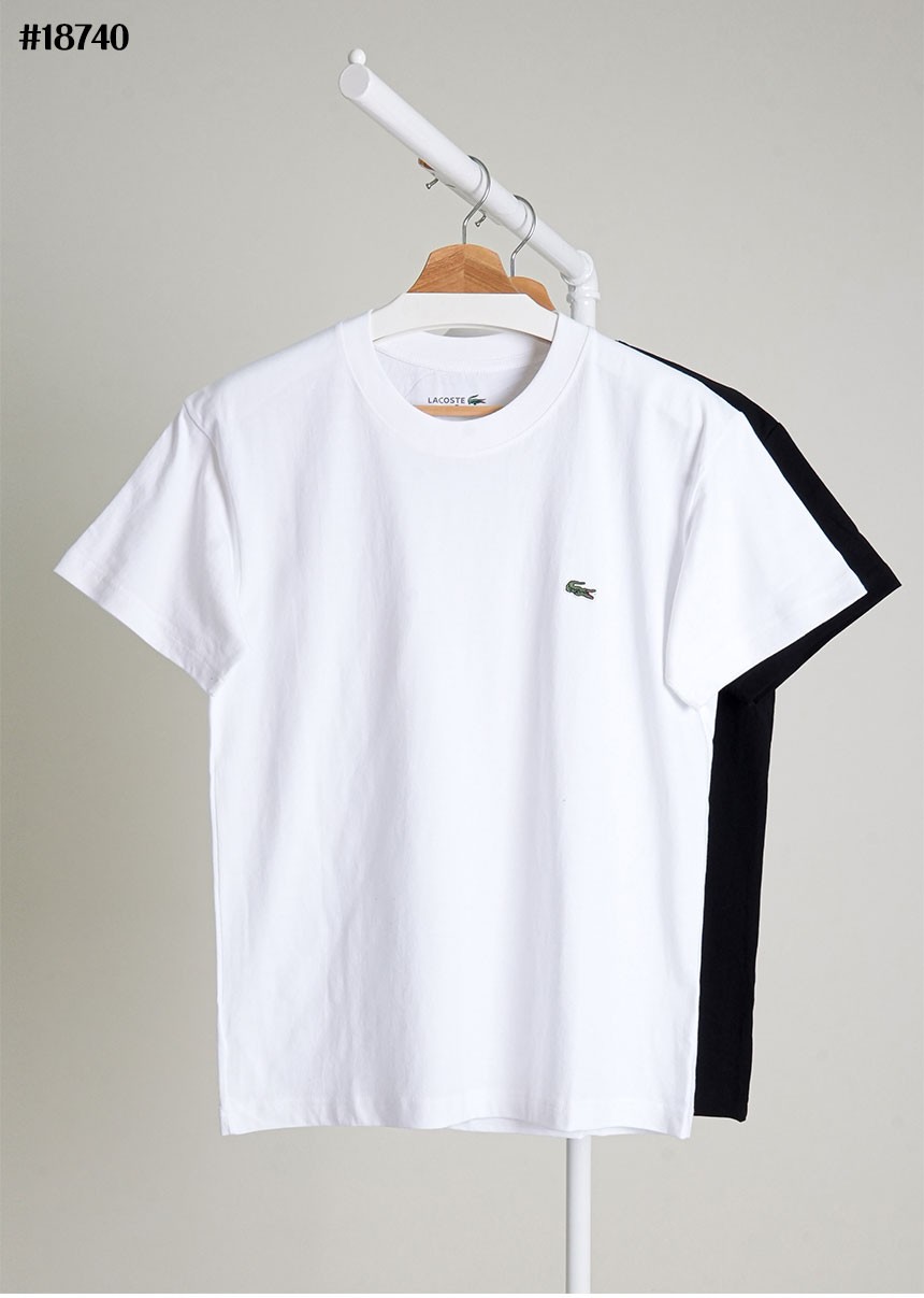 🔆 [Lacoste] 라코스테 로고 패치 솔리드 숏 슬리브 코튼 티셔츠 🔆