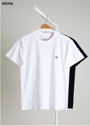 🔆 [Lacoste] 라코스테 로고 패치 솔리드 숏 슬리브 코튼 티셔츠 🔆