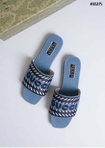 🔆[GUCCI] 구찌 데님 스크립트 슬라이드 샌들 🔆