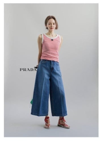 💕 프** 8부 와이드 데님 팬츠