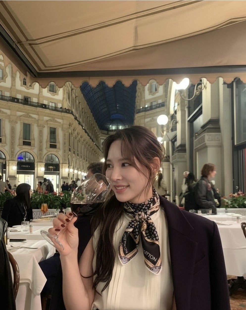 💕 루* 모노그램 브라운 키링로고 스카프