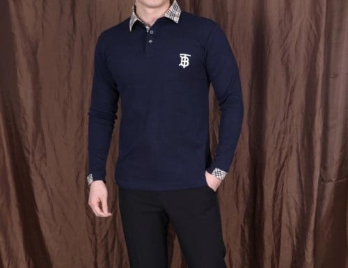 BBR 모노그램 자수 카라 긴팔티셔츠