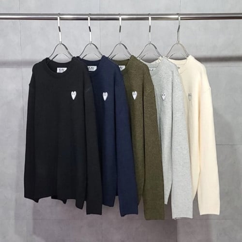 CDG 화이트와펜 베이직 니트